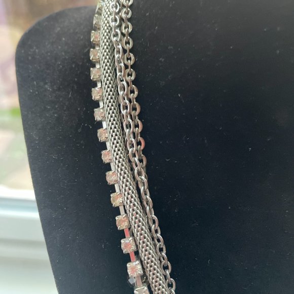 2 ITEMS  Vintage Silver tone Monet bangle bracelet and 6 assorted chain necklace - Picture 4 of 7